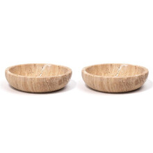 2X Travertine Decorative Bowl for Home Decor - Modern Centerpiece for Entryway or Kitchen