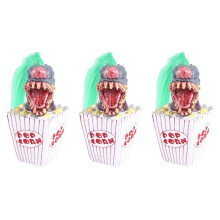 3X Clown-Skulptur, Halloween-Clown-Dekoration, Popcorn-Clown, Gruseliger Clown-Kopf, Statue, Kunstharz, Bastel-Clown Aus Dem Weltraum, Grün