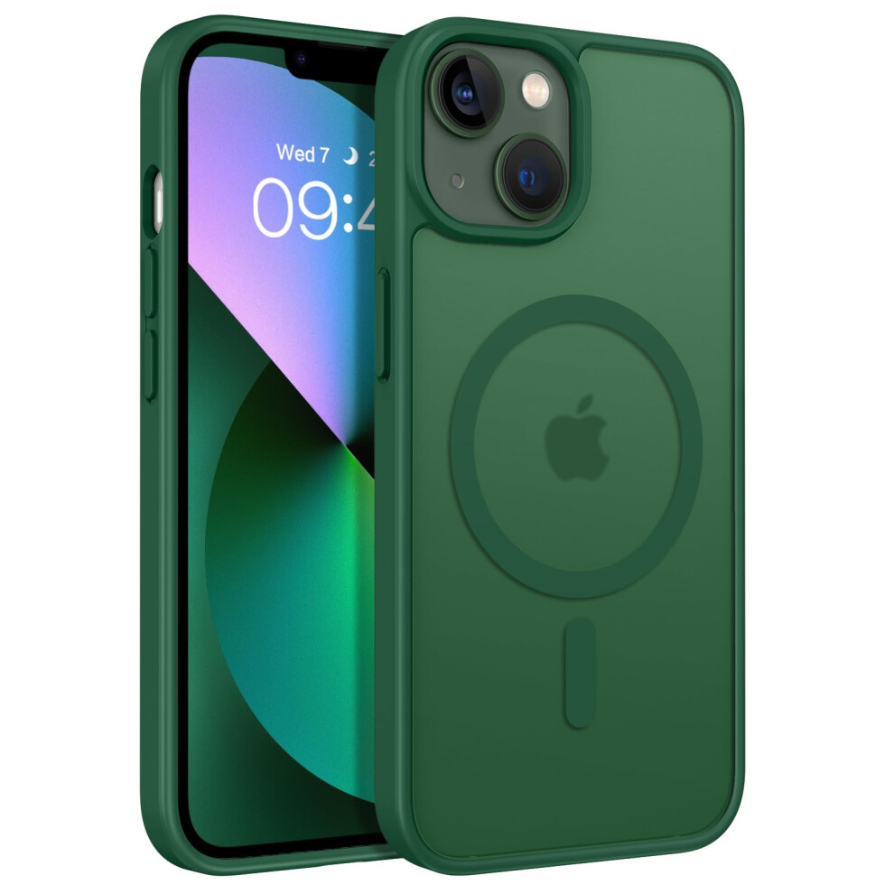Dark Magsafe Case For Iphone 13 Mini/12 Mini, Slim Shockproof Translucent Frosted Finish Green 9169991093345