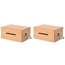 2X 15 Tone DIY Hand-Cranked Music Box Wooden Box with Hole Puncher and Paper Tapes Musical Instruments for Music Lovers