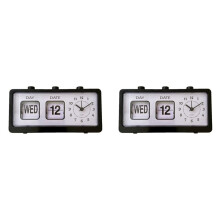 2X Mechanical Alarm Clock Novelty Flip Clock Desktop Digital Clock with Calendar Clock Home Decor Retro Decor,Black