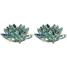 2X D Crystal Lotus Flower Figurine Valentine Decor Glass Collection Paperweight Table Ornaments Souvenir Gift