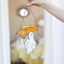 Funny Halloween with Umbrella Stained Suncather Halloween Decor, Wall Sun Catcher