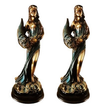 2 Peças Estátua da Fortuna com Os Olhos Vendados, Deusa Romana Grega Antiga da Fortuna, Escultura Azul da Sorte, Decorações da Sorte para Casa