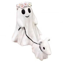 Bureaubladdecoratie van Walking Dog Standbeeld Interessant Eng Puppy Standbeeld Halloween Hars Decoratie in MengMeng A