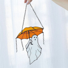 Funny Halloween with Umbrella Stained Suncather Halloween Decor, Wall Sun Catcher