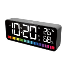 Réveil LED à Capteur de , Horloge Électronique, Fonction Température, Humidité et Répétition, Luminosité 12/24 Heures