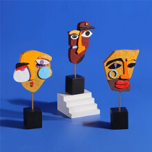 Moderne Abstrakte Maskenskulptur, Heimstatue, Dekoration, Harzfigur, Ornamente, Wohnzimmer, Schreibtisch, Schrank, Gesicht, Kunsthandwerk, A