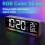 LED Alarm Clock Spectrum Pickup Electronic Clock Temperature & Humidity & Snooze Function 12/24Hr Brightness 2