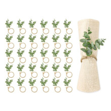 Napkin Rings Set of 30 Rustic Eucalyptus Leaf Rings Wood Bead Farmhouse Napkin Rings for Weddings & Table Decoration
