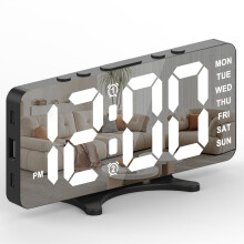 Alarm Clocks for Bedrooms,Digital Alarm Desk Clock, Large Display with Dim Mode, Dual USB ,for Dorm Home Black