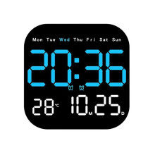 Digital Klocka med Datum Digital LED-Kalender med Fjärrkontroll Batteridriven Multifunktions Digital Kalenderklocka