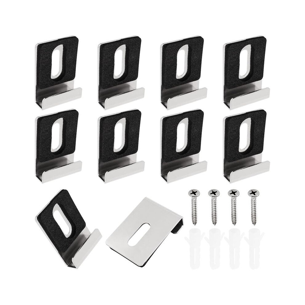 10Pcs Heavy Duty Mirror Hanging Kit, Heavy Mirror Mounting Hardware Mirror Clips For Wall Mounting, Single Hole Silver 4711695813108