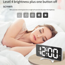 Réveils pour Chambres à Coucher, Réveil de Bureau Numérique, Grand Écran avec Mode Tamisé, Deux USB, pour Dortoir, Maison, Blanc