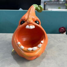 Halloween Pumpkin Storage Box Mouth Cartoon Pumpkin Resin Figurine Jewelry Keys Container Desktop Decors B