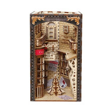 3D Wooden Puzzle Bookends Magic Book Nook Stand Kits Miniature Bookshelf Dollhouse Bookend Toys for Kids Christmas Gifts