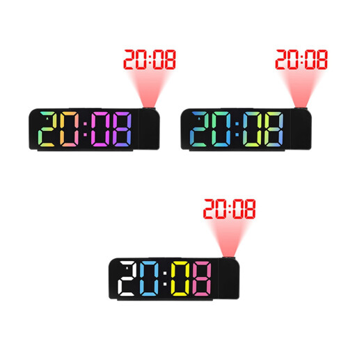 Simple Projection Alarm Clock LED Large Font Display Electronic Clock with Temperature Display F Style 2