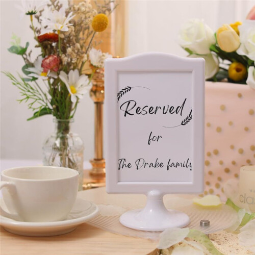 Double Sided Standing Picture Frames 4x6 Inch 2 Side Pedestal Picture Frames Plastic White Photo Frames Set for Display 2