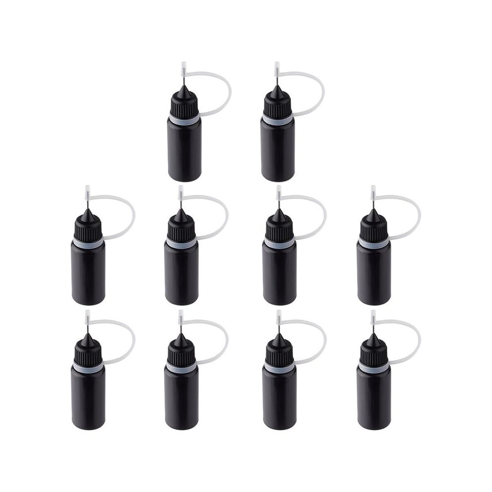 10Pcs Precision Tip Applicator Bottles Metal Needle Plastic Bottle 10Ml Precision Tip Applicator Bottles Black