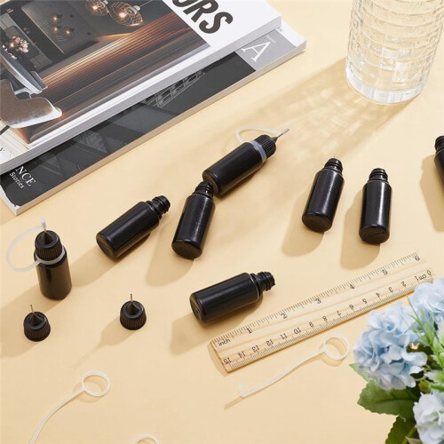 10Pcs Precision Tip Applicator Bottles Black Metal Needle Plastic Bottle 10ML Precision Tip Applicator Bottles 2
