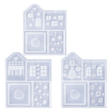 House Shape Silicone Mold Epoxy Resin Casting LED Candle Holder Mold Art Crafting Silicone Molds for Making Romantic