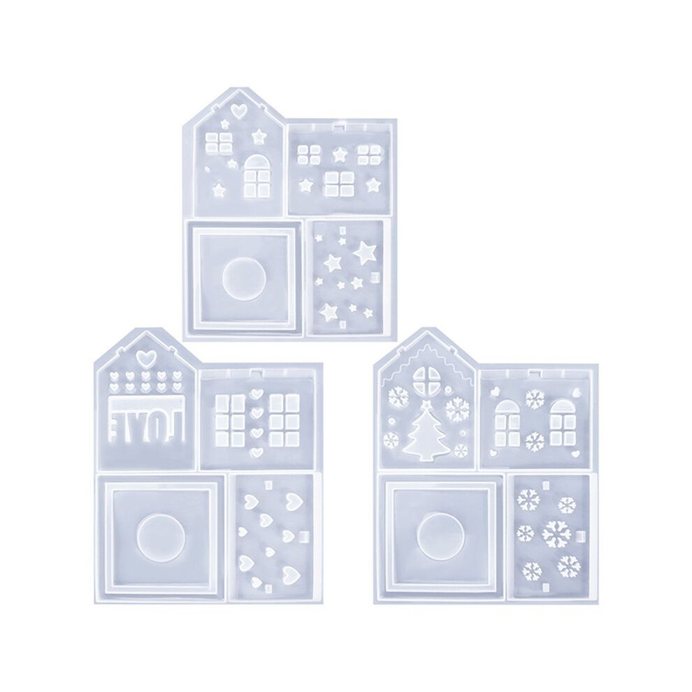 Tauoh House Shape Silicone Mold Epoxy Resin Casting Led Candle Holder Mold Art Crafting Silicone Molds For Making Romantic