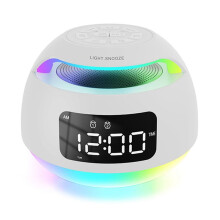 Radio-Réveil LED Portable RVB avec Récepteur Radio à Lumière Colorée, Haut-Parleur Sans Fil avec Double Alarme et Fonction Snooze, A
