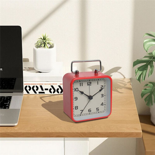 Small Metal Square Alarm Clock Desktop Silent Clock Students Sleep Luminous Quartz Watch Clock 1