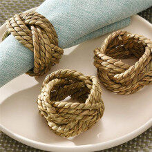 Rond de Serviette en Rotin Naturel Tissé à la Main, Rond de Serviette en Paille, Boucle de Serviette Occidentale, Anneau de Salle à Manger