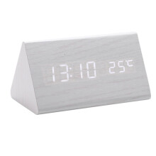 Horloge Numérique en Bois avec Contrôle Du Son, Réveil LED avec Température, Horloge de Bureau USB, Fonction Snooze