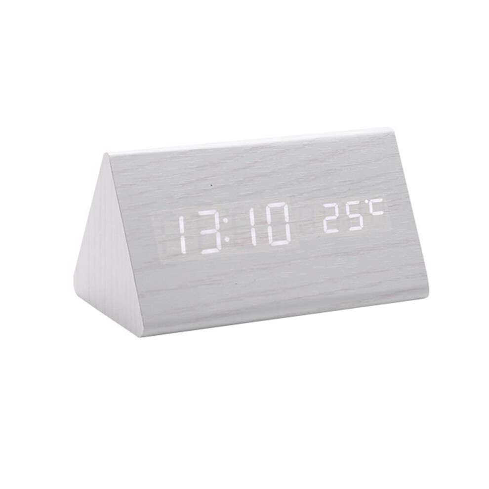Wella Elements Digital Clock Wooden Sound Control Led Alarm Clock With Temperature Usb Desktop Clocks Snooze