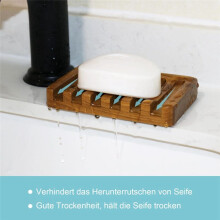 Soap Dish with Slanted Waterfall Design, Bar Soap Holder Teak Wood, Soap Saver for Shower,Bathroom, Sink, Kitchen