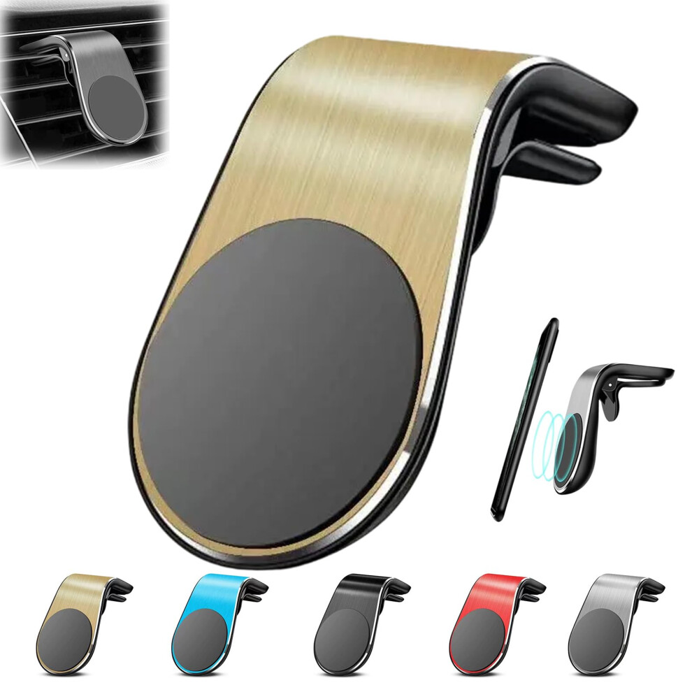 Car Phone Mount With 360 Rotatable Strong Magnetic Holder, Universal For Smartphones Gold 9073542374930