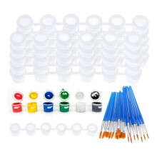 60 Leere Farbdosenstreifen 3 Ml mit 30 Pinseln im Set, Transparente Farbbecher mit Deckel Aus Acryl für die Malerei, Kunstschule