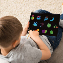 2Pcs Rainbow Scratch Paper Children'S Art Book Black DIY Rainbow Art Paper Card Neon Scratch Book with Wood Stick