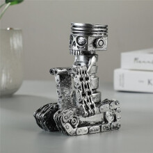 Piston Fait à la Main Homme Crâne Visage Art Figurine Sculpté Squelette Visage Sculpture Maison Bureau Bureau DéCor Ornement-B