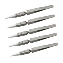 5PCS Ceramic Tip Electronic Soldering Tweezers,Anti-Static Reverse Acid Resistant Precision Chuck Ceramic Tweezers-C