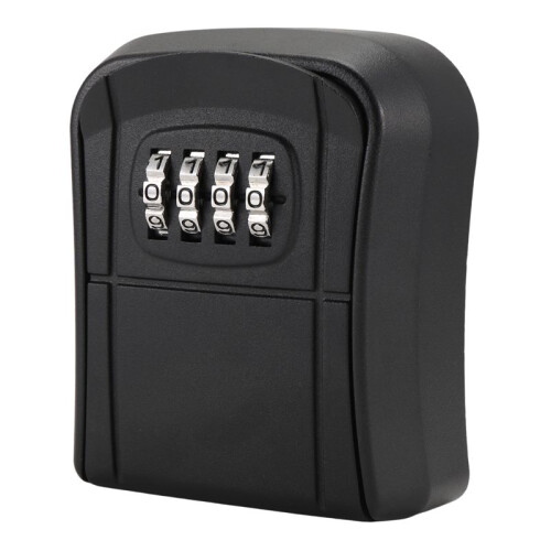 Key Box Wall Mounted  Key Safe Outdoor Key Box with Resettable 4-Digit Numeric Code Waterproof Key Box (Black)
