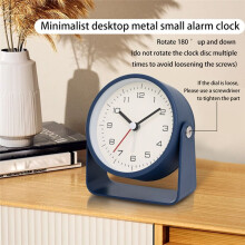 Small Metal Alarm Clock Quiet Desk Clock for Students for Room Desk Office Decoration B