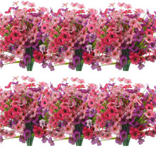 Plantas y Flores Artificiales Al Aire Libre 12 Paquetes, Flores Falsas Resistentes una los Rayos UV para la DecoracióN del JardíN del Hogar, Rosa