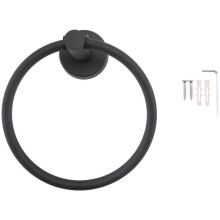 Anneau Porte-Serviettes pour Salle de Bain, Porte-Serviettes Rond Support Mural en Acier Inoxydable 304 Finition BrosséE (Noir)