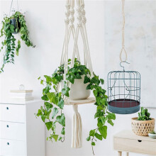 4 Stuks Macrame Beige Plant Hanger Extender Touw Plant Opknoping Mand Extender Grote Hangende Plant Pot Houders (Beige)
