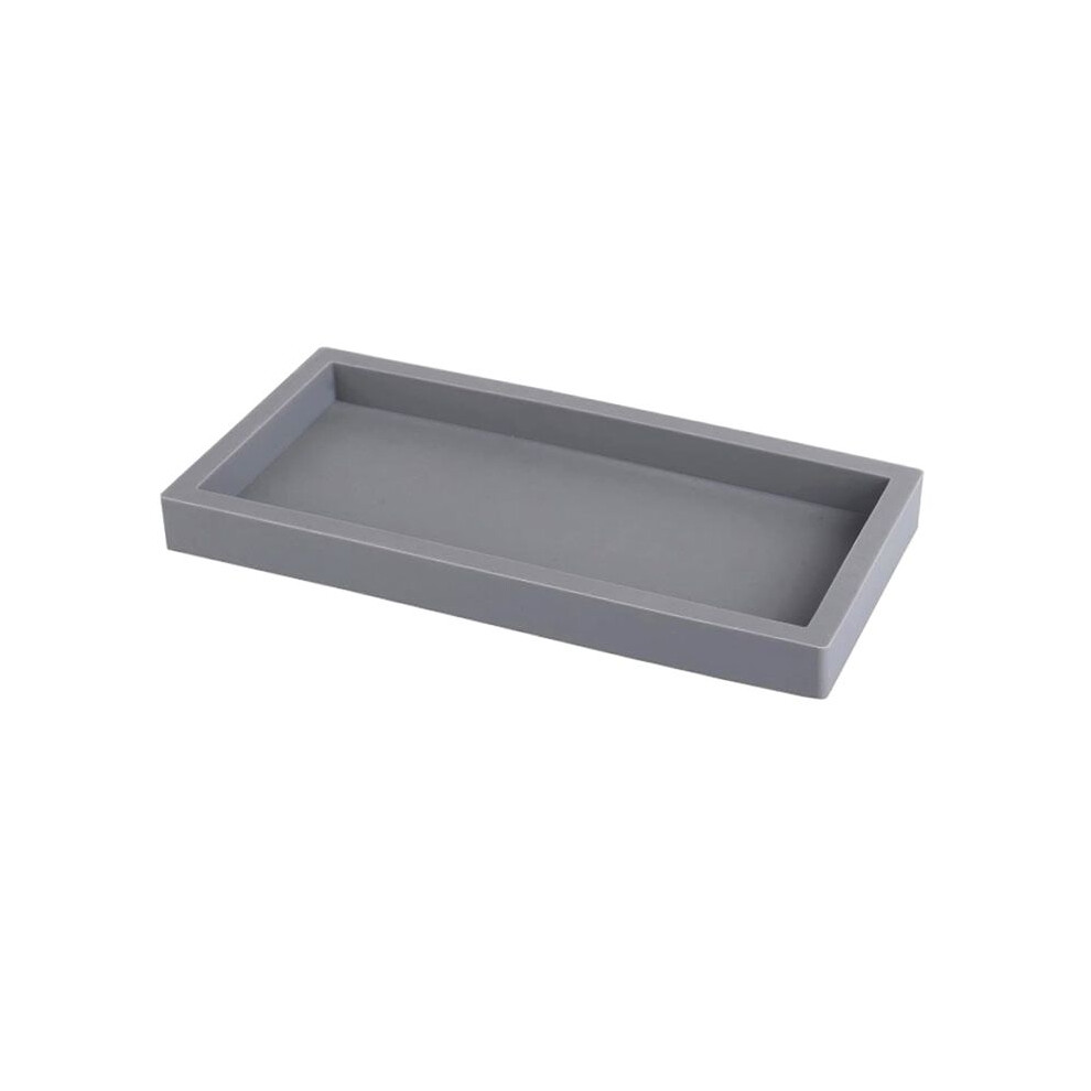 Countertop And Vanity Tray 8X4inch Silicone Soap Dispenser Tray, Sink Tray For Soap Bottles, Key Trinket Ring Tray Grey