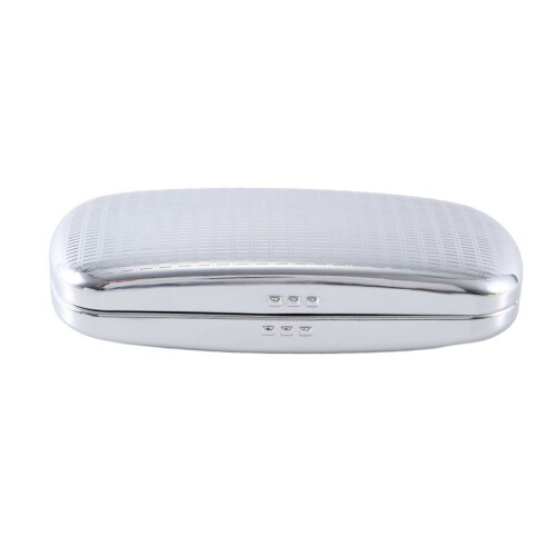 Glasses Case, Aluminum Hard Shell Eyeglasses Case Striped Spectacles Box Black Lining 1