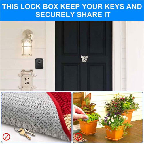 Key Lock Box, Wall-Mounted Zinc Alloy Key Box  4-Digit Combination Key Storage Lock Box 2