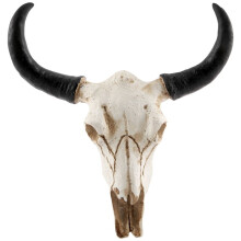 Resin Longhorn Cow Skull Wall Hanging Decor 3D Animal Wildlife Sculpture Figurines Crafts Horns for Home Halloween Decor