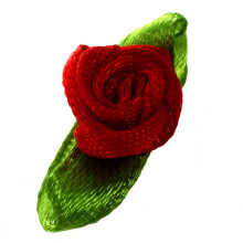 100pcs Satin Ruban Rose Fleur Feuille De Mariage DÉCor Appliques Couture BRICOLAGE Couleur Principale: Rouge