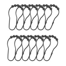 Shower Curtain Hooks Rings Metal Shower Curtain Hooks Rings for Bathroom Shower Rods Curtains Set of 12 Black