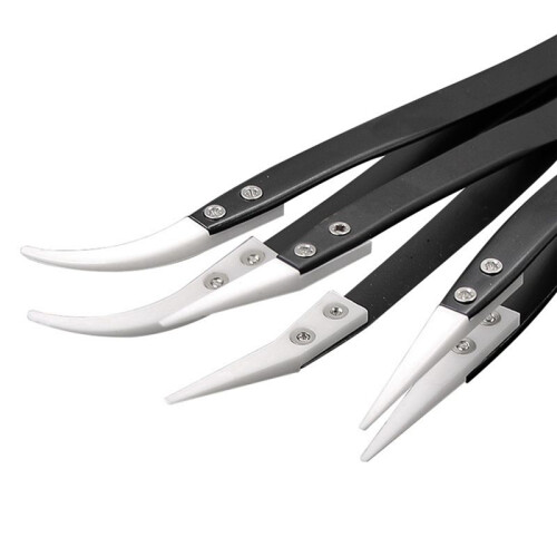 3Pcs Ceramic Tweezers with Black Handle Corrosion-Resistant Insulation Maintenance and Clamping Tools