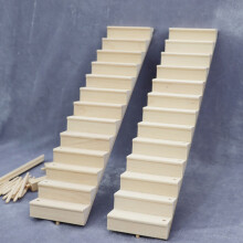 Dollhouse Miniatures,1/12 Wooden Stair Stringer Step Staircase with Handrail Model Doll House Decor Model 2